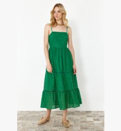 Снимка на Trendyol Green Waist Maxi Embroidery Woven Dress