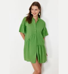 Снимка на Trendyol Green Wide Fit Mini Woven Ruffle Beach Dress