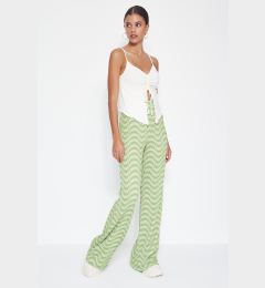 Снимка на Trendyol Green Wrinkled Wide Leg/Relaxed Cut High Waist Knitted Trousers