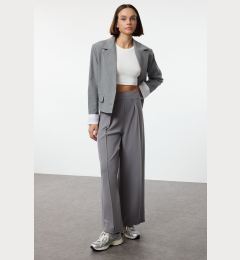 Снимка на Trendyol Grey Pleated Detail Wide Leg Trousers