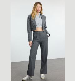 Снимка на Trendyol Grey Wide Leg Pleated Woven Trousers