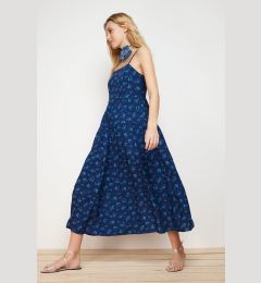 Снимка на Trendyol Indigo A-line Floral Print Strappy Midi Woven Dress