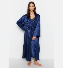 Снимка на Trendyol Indigo Belted Satin Woven Dressing Gown