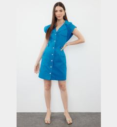 Снимка на Trendyol Indigo Button Detailed Gabardine Mini Woven Shirt Dress