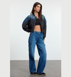 Снимка на Trendyol Indigo Cargo Pocket High Waist Wide Leg Jeans