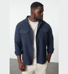 Снимка на Trendyol Indigo Regular Fit Pocket Flannel Winter Lumberjack Plus Size Jacket Shirt