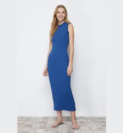 Снимка на Trendyol Indigo Ruffle Detail Fitted Midi Stretch Knit Pencil Dress