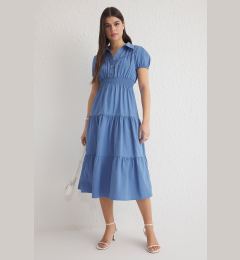 Снимка на Trendyol Indigo Skirt Waist Opening Gipel Midi Woven Dress