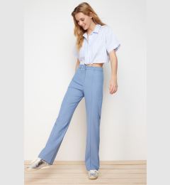 Снимка на Trendyol Indigo Straight Cut High Waist Ribbed Stitched Woven Trousers