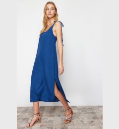 Снимка на Trendyol Indigo Straight Cut Slit Strappy Maxi Woven Dress