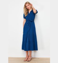 Снимка на Trendyol Indigo Wide Cut Shirt Collar Maxi Woven Dress