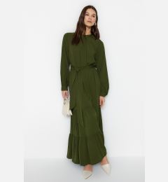 Снимка на Trendyol Khaki Belted Balloon Sleeve Woven Dress