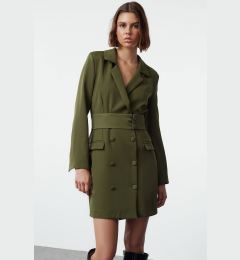 Снимка на Trendyol Khaki Belted Buttoned Mini Woven Jacket Dress