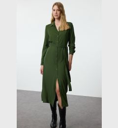 Снимка на Trendyol Khaki Belted Viscose Midi Woven Shirt Dress