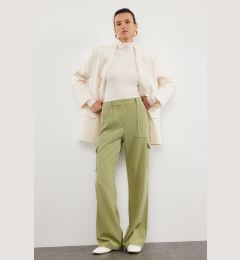 Снимка на Trendyol Khaki Cargo Wide Leg Contrast Stitching Detailed Woven Trousers