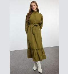 Снимка на Trendyol Khaki Double Breasted Tied Cotton Woven Dress