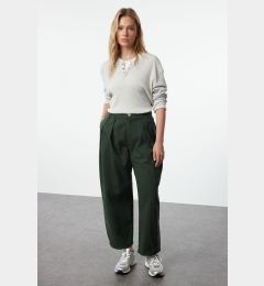 Снимка на Trendyol Khaki Elastic Waist High Waist Barrel Trousers