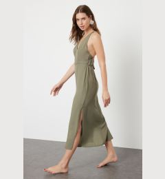 Снимка на Trendyol Khaki Midi Woven Backless Beach Dress