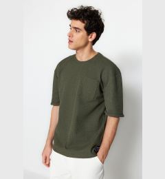 Снимка на Trendyol Khaki Oversize/Wide Cut Crew Neck Short Sleeve Pocket Label Detailed T-Shirt