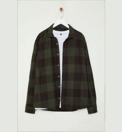 Снимка на Trendyol Khaki Plaid Lumberjack Checkered Winter Woven Plus Size Shirt