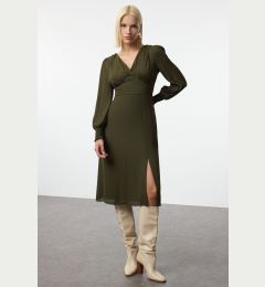 Снимка на Trendyol Khaki Plain Midi Woven Dress