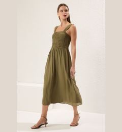 Снимка на Trendyol Khaki Plain Skirt Waist Opening Gipel Midi Woven Dress