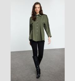 Снимка на Trendyol Khaki Pleated Detailed Woven Shirt