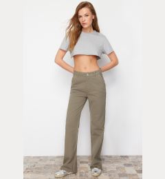 Снимка на Trendyol Khaki Pocket Detailed High Waist Wide Leg Jeans