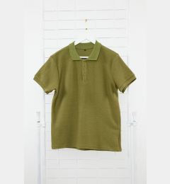 Снимка на Trendyol Khaki Regular/Normal Cut Short Sleeve Textured Buttoned Polo Neck T-shirt