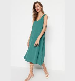 Снимка на Trendyol Khaki Relaxed Cut V Neck Midi Woven Dress