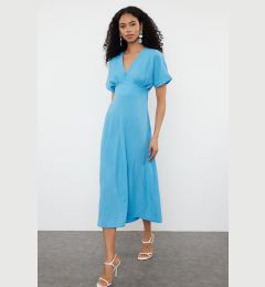 Снимка на Trendyol Light Blue A-Line Bodice Detailed V-Neck Maxi Woven Dress