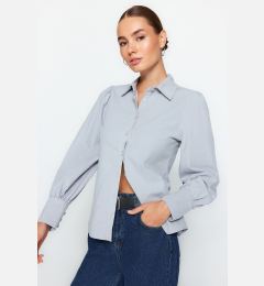 Снимка на Trendyol Light Blue Balloon Sleeve Cotton Woven Shirt