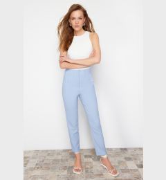 Снимка на Trendyol Light Blue Cigarette Cut Darted High Waist Ankle Length Woven Fabric Trousers