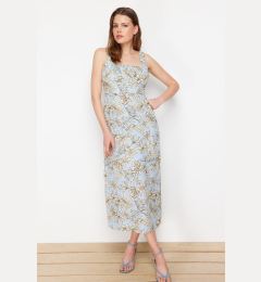 Снимка на Trendyol Light Blue Floral A-Line 100% Viscose Maxi Woven Dress