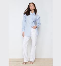 Снимка на Trendyol Light Blue Pearl Detailed Cotton Woven Shirt