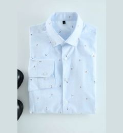 Снимка на Trendyol Light Blue Slim Fit Patterned Men's Classic Smart Shirt