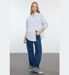 Снимка на Trendyol Light Blue Stone Detailed Oversize Woven Shirt