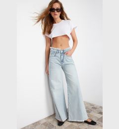 Снимка на Trendyol Light Blue Tassel Detailed High Waist Wide Leg Jeans