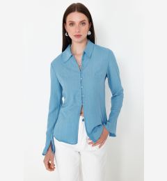 Снимка на Trendyol Light Blue Textured Fitted Woven Shirt