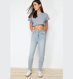 Снимка на Trendyol Light Gray High Waist Slim Mom Jeans