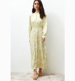 Снимка на Trendyol Light Green Floral Front Button Detailed Woven Dress