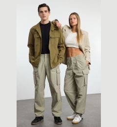 Снимка на Trendyol Light Khaki Unisex Cargo Parachute Leg Tie Detail Trousers