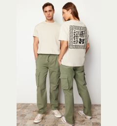 Снимка на Trendyol Light Khaki Unisex Regular Fit Elastic Waistband Cargo Pocket Trousers