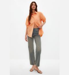 Снимка на Trendyol Light Orange Single Pocket Boyfriend Woven Cotton Shirt