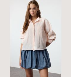 Снимка на Trendyol Light Pink Bow Embroidery Detailed Woven Shirt