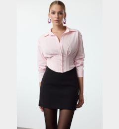 Снимка на Trendyol Light Pink Crop Corset Detailed Poplin Woven Shirt