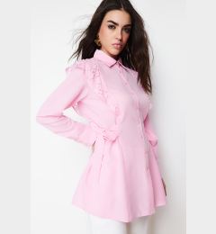 Снимка на Trendyol Light Pink Embroidered Cotton Woven Shirt