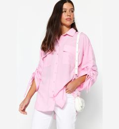 Снимка на Trendyol Light Pink Sleeves Adjustable Gathering Detailed Woven Cotton Shirt