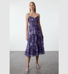 Снимка на Trendyol Lilac Animal Patterned Skater Midi Woven Dress