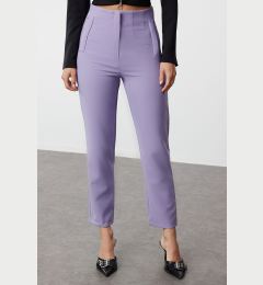 Снимка на Trendyol Lilac Cigarette Pattern Dart High Waist Ankle Length Woven Trousers